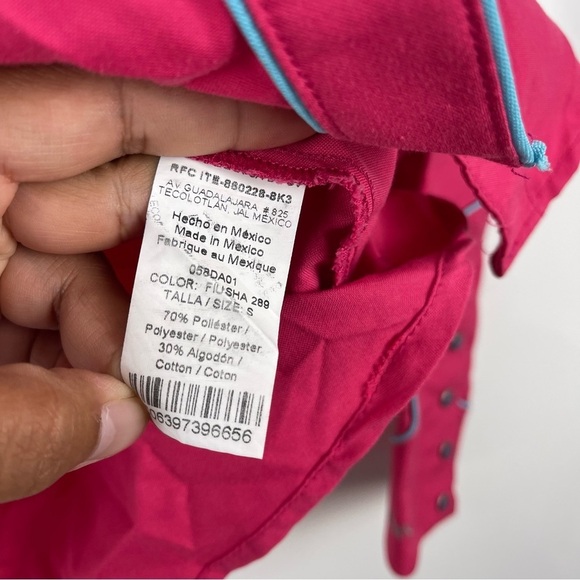 Rangers Original Fuchsia Pink Embroidered Button Front Western Shirt Size Small - Picture 7 of 9